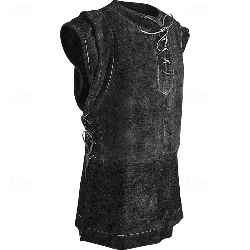 Retro Vintage Medieval Renaissance Vest Warrior Viking Fancy Dress Men's Halloween Carnival Performance LARP Ren Faire Adults' Vest3