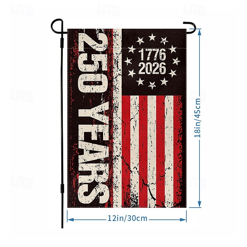 1776-2026 USA 250th Anniversary Garden Flag, Patriotic American Outdoor Decoration Banner for Independence Day, Yard, Porch, or House2