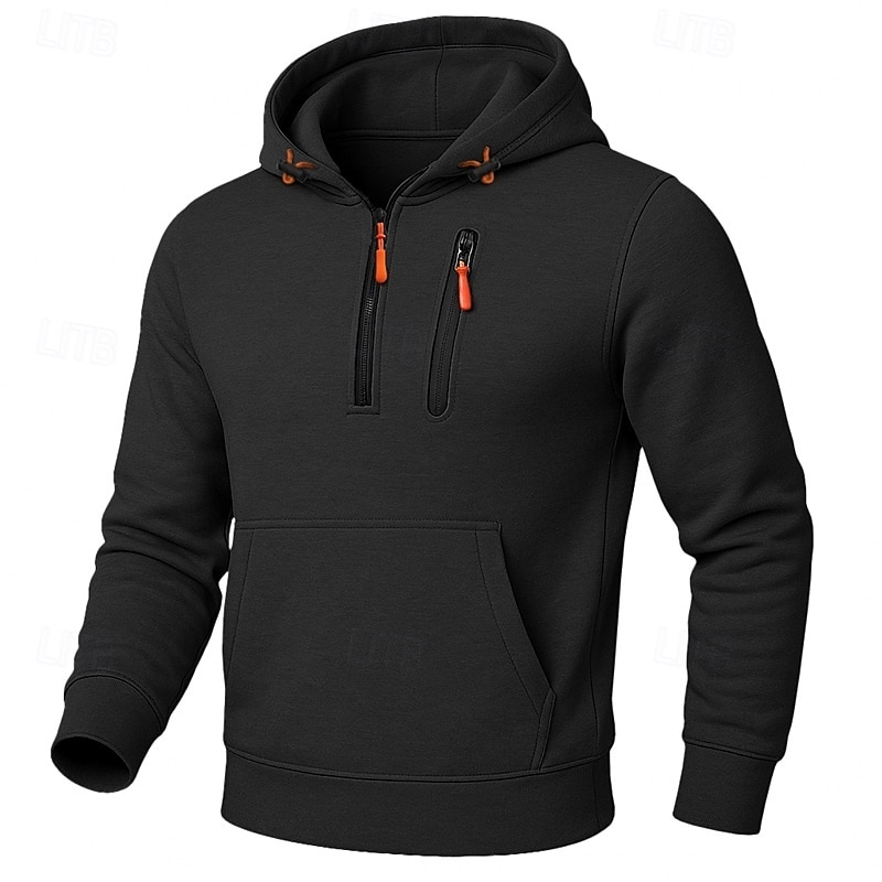 Men's Hoodie Quarter Zip Hoodie Tactical Hoodie Black White Army Green Navy Blue Khaki Hooded Plain Zipper Sports & Outdoor Casual Daily Streetwear Cool Sportswear Fall Spring &  Fall Clothing Apparel4