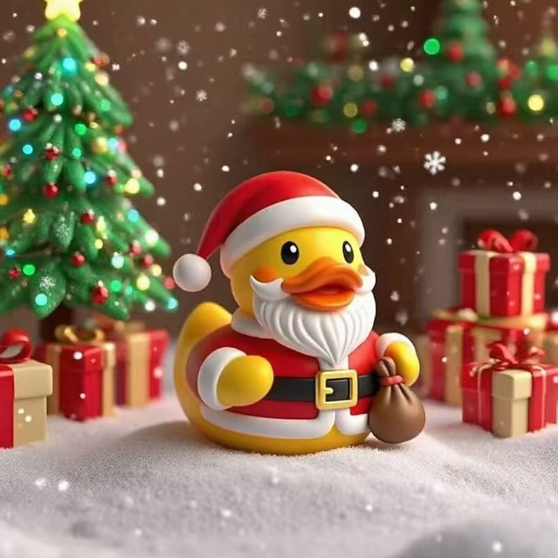 Retro Resin Christmas Duck Statue, Santa, Elf, Fairy & Snowman Resin Collectible Statue, Anime-Inspired Collectible Figurine for Holiday Party, Shelf Display, Desktop Ornament3