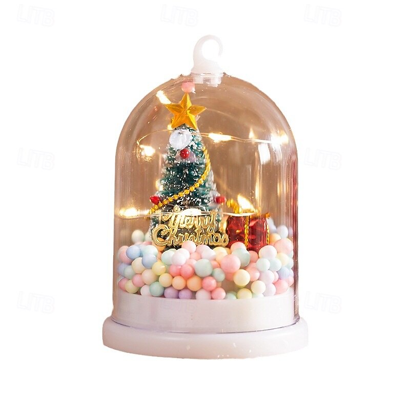 1 Pc 11 * 7.2CM Christmas Glowing Tree Silver Flower Gift Night Light Desktop Christmas Tree Snow Scene Ornament Light AG10 * 3 Batteriesies2