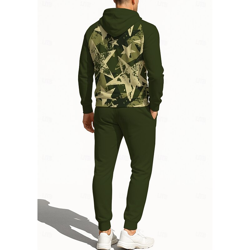 Men's Hoodie Tracksuit Zip Hoodie Drawstring Pockets Camouflage Pants Hoodie Sweatshirt Fall Army Green Camouflage Brown Gym Workout Casual Basketball Baggy Long Sleeve Sport Activewear Stretchy2