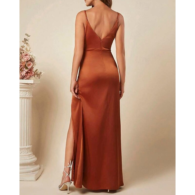 Women's Long Dress Maxi Dress Party Dress Cocktail Dress Satin Dress Slip Dress Fashion Modern Party Special Occasion Evening Party Regular Fit Plain Sleeveless Spaghetti Strap Black Wine Dark Green4