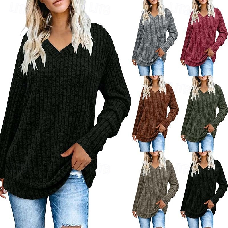 Women's Long Sleeve Shirts Lounge Top Long Sleeve Top Athleisure V Neck Solid Colored Gym Outdoor Running Sportswear Activewear Black Red Green