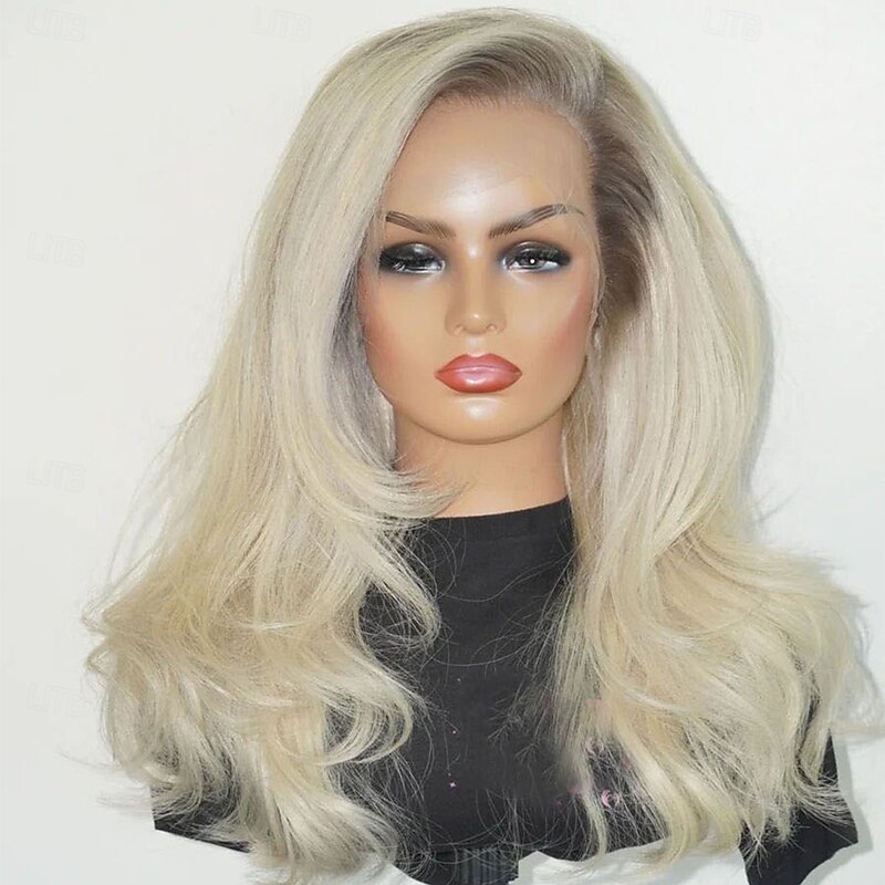 Brazilian Virgin Hair Free Part Glueless 5x5 Lace Closure Wigs 13x4 Lace Front Human Hair Wig Pre-Plucked For Women Wavy Ombre Ash Blonde Wig with Baby Hair3