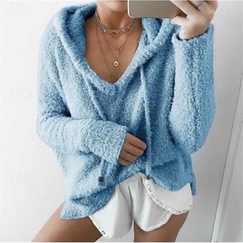 Women's Pullover Hoodie Sweatshirt Plain Casual Long Sleeve Hooded Regular Tops Street Dailywear White Pink Blue Purple Brown Fall Winter4