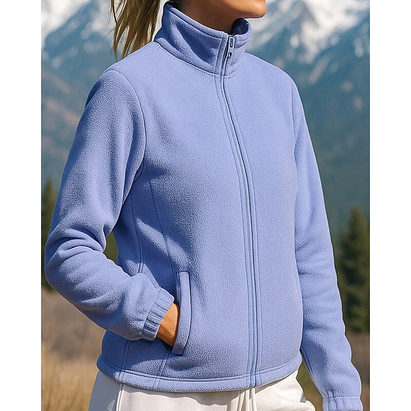 Women's Hiking Jacket Fleece Jacket Outdoor Thermal Warm Hiking Outfits Hiking Clothes Winter Autumn / Fall Top Fishing Camping / Hiking / Caving Running Solid Color Black White Yellow3