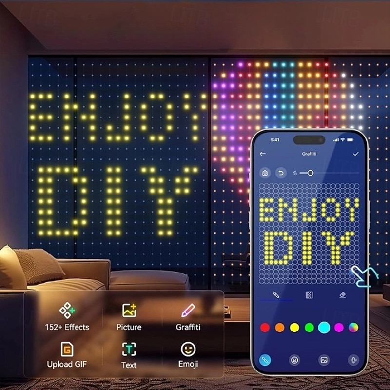 Smart Curtain Lights LED, Color Changing LED Curtain Lights, Dynamic DIY Fairy String Light Curtains for Bedroom Backdrop Party Indoor Outdoor Decor (APP, Remote Control)3