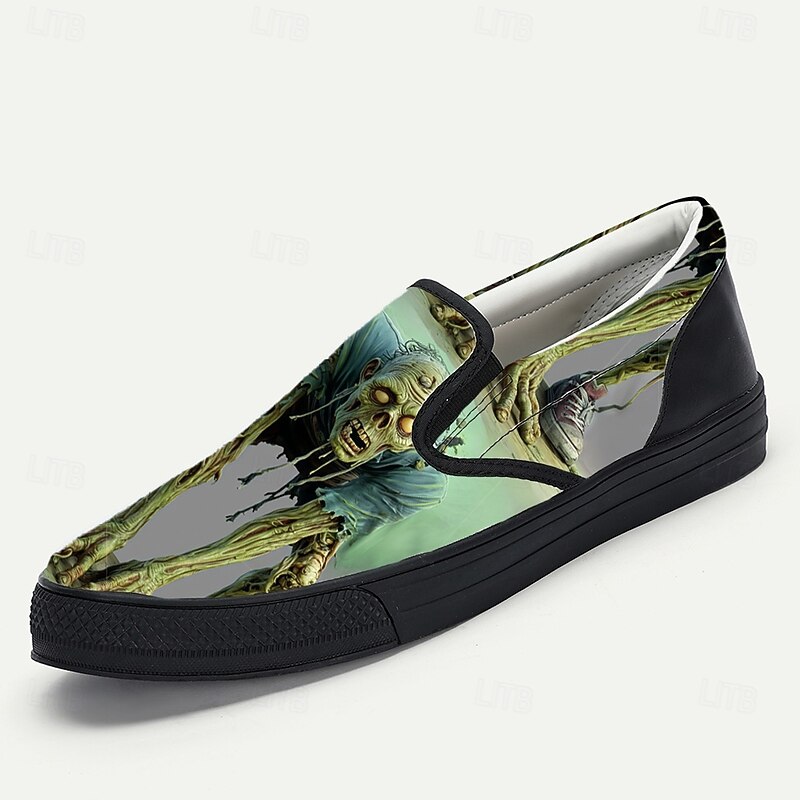 Men's Zombie Print Slip-On Sneakers Horror Graphic Casual Shoes for Halloween Parties, Cosplay Events and Streetwear Style4