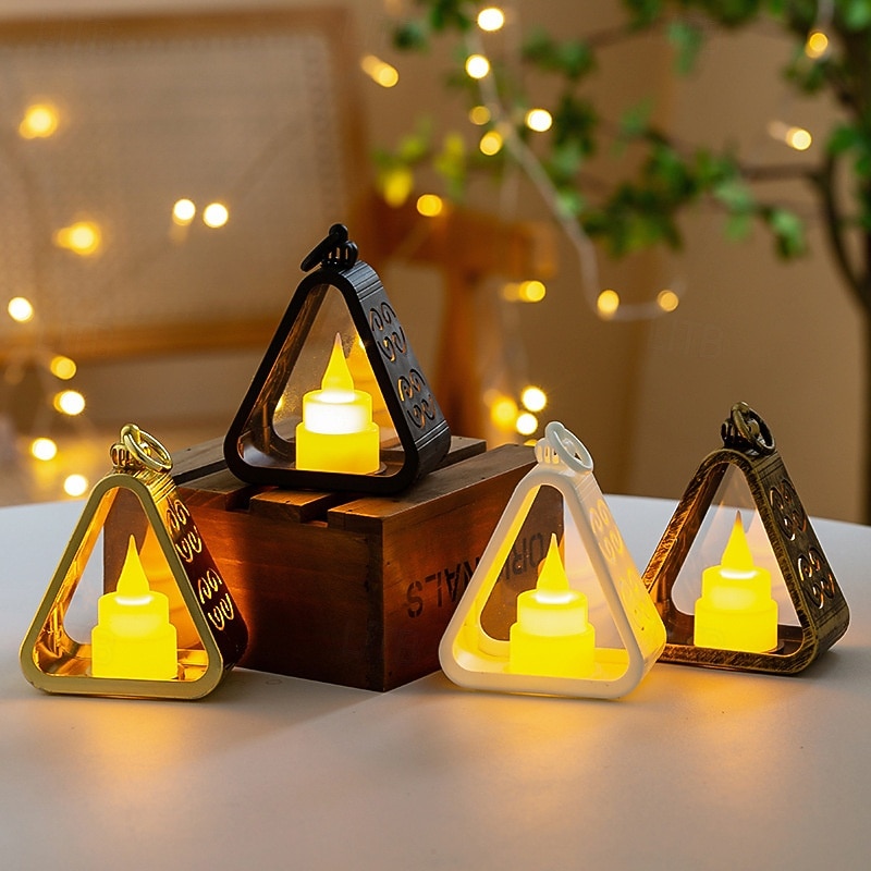 1 Pc 11.5 * 8.9CM Christmas Halloween Ramadan Retro Handheld Lantern LED Electronic Candle Lamp Desktop Decoration Light AG10 * 3 Battery