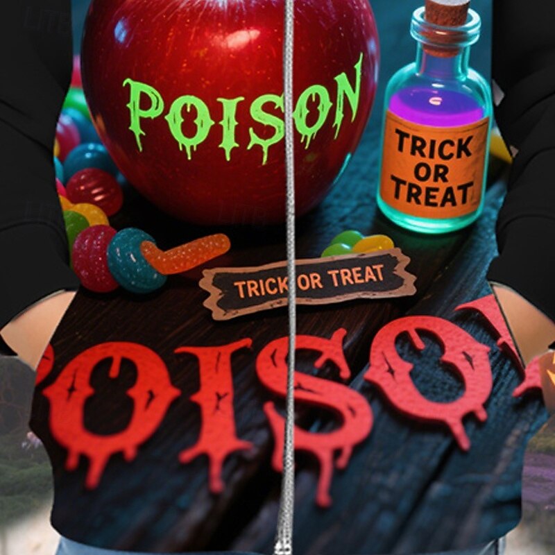 Halloween Boys' 3D Cartoon Hoodie Coat Outerwear Long Sleeve Spring Fall Adorable Sport Kids 4-12 Years Zip Street Daily Regular Fit3