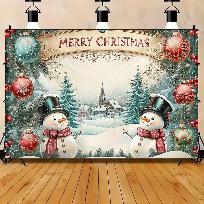 Chrismas Hanging Tapestry Snowman Christmas Tree Merry Christmas Snow Large Wall Art Mural Decor Blanket Curtain Holiday Home Bedroom Living Room Festive Party Decoration3