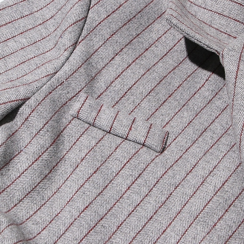 Women's Pinstriped Blazer Sport Coat Fit & Flare Formal Wedding Guest Woven Elegant Long Sleeve Peaked Lapel Double Breasted4