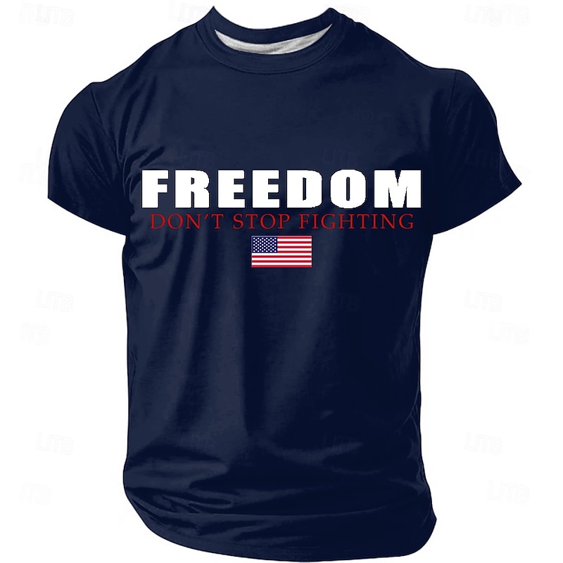 Men's American US Flag T Shirt Short Sleeve T shirt 3D Print Crew Neck Shirt Daily Military Street Daily Black White Dark Blue Summer Spring Clothing Apparel S M L XL XXL XXXL3