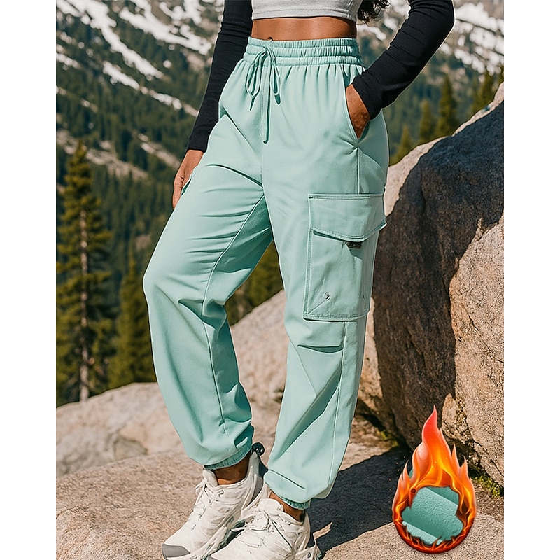 Women's Hiking Pants Trousers Hiking Raincoat Hiking Trousers Fleece Pants Outdoor Regular Fit Waterproof Windproof Warm Pants / Trousers Elastic Waist Black Army Green Camping / Hiking Hunting