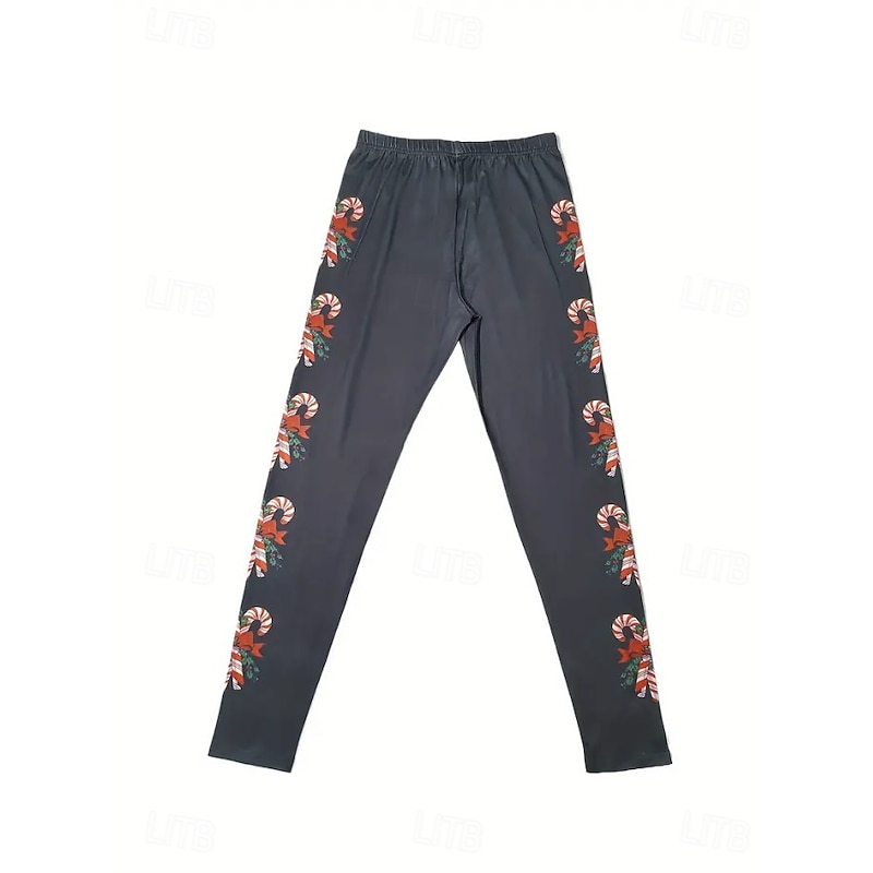 Women's Leggings Vacation Vintage Fashion Full Length High WaistPantsUgly Christmas Graphic Snowflake Printing Thermal Warm Soft Breathable Stretchy Outdoor Vacation Street rice white Violet Black2