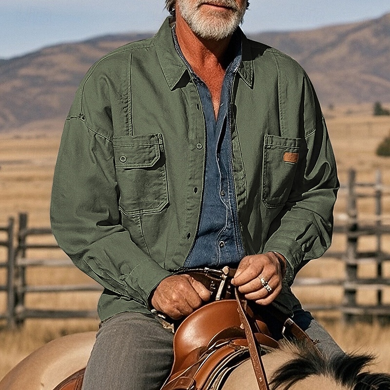 Men's Lightweight Jacket Shirt Jacket Cargo Jacket Casual Jacket Vacation Daily Breathable Pocket Spring Fall Plain Fashion Classic Lapel Regular Apricot Black Brown Army Green Jacket2