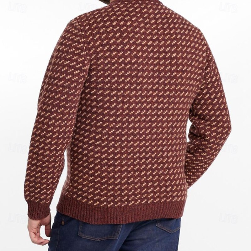 Men's Graphic Fair isle Sweater Pullover Sweater Jumper Knitwear Crewneck Casual Vacation Daily 3D Print Keep Warm Long Sleeve Spring Fall Winter Blue Brown4