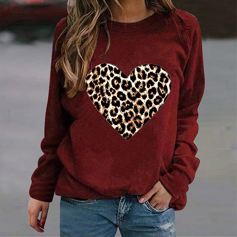 Women's Pullover Sweatshirt Lounge Top with Pockets Long Sleeve Top Athleisure Heart Gym Running Fitness Sportswear Activewear Wine Red Black Khaki4