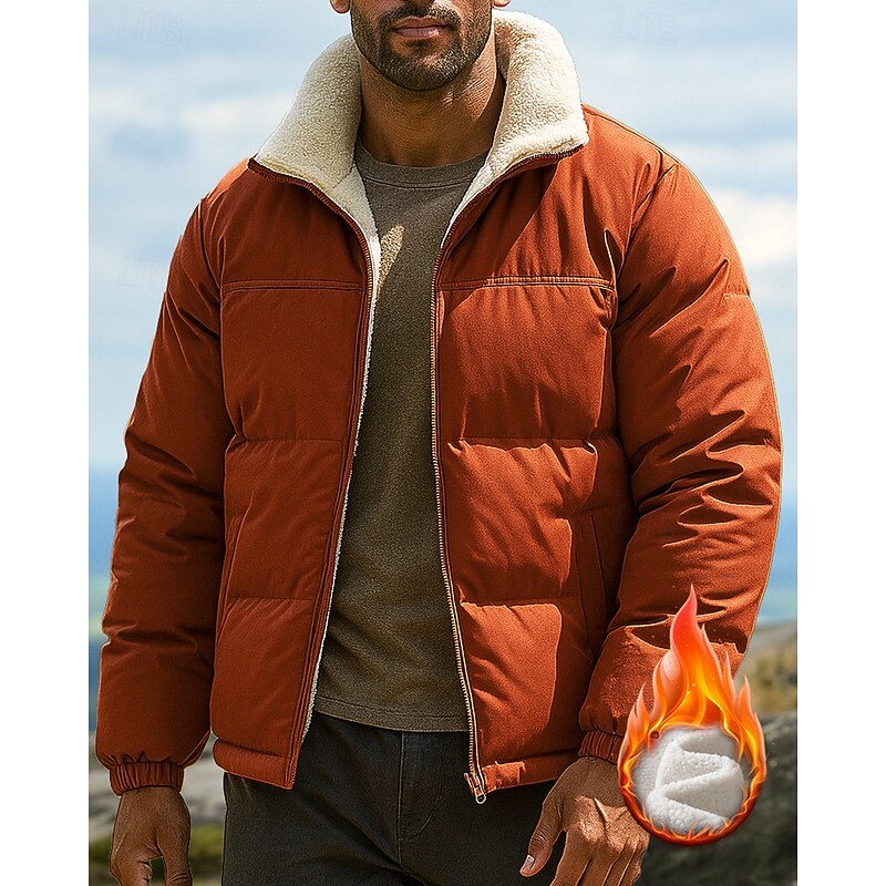 Men's Hiking Jacket Puffer Jacket Thermal Jacket Outdoor Thermal Warm Hiking Outfits Hiking Clothes Winter Autumn / Fall Top Fishing Camping / Hiking / Caving Running Solid Color Black White Light