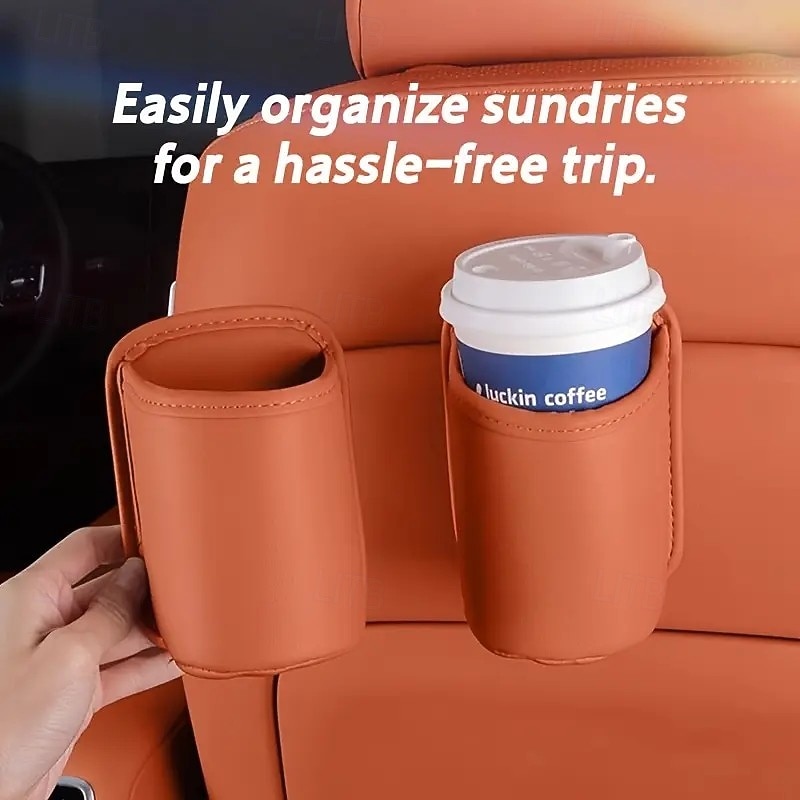 1/2pcs PU Leather Car Cup Holder – Multi-Functional Storage Organizer Box for Car Interior, Keeps Drinks and Accessories Neat and Tidy3