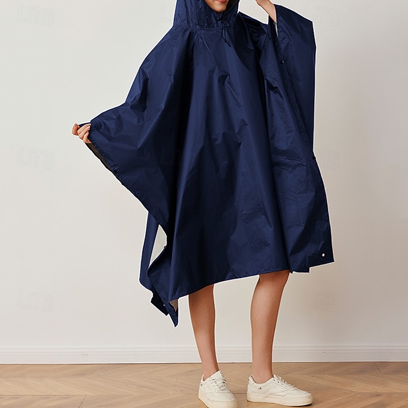 Women's Cloak / Capes Waterproof Windproof Irregular Hem Casual Plain Outdoor Vacation Street Daily Wear Long Hooded Regular Fit Long Sleeve Outerwear Black Blue Army Green Fall Winter3