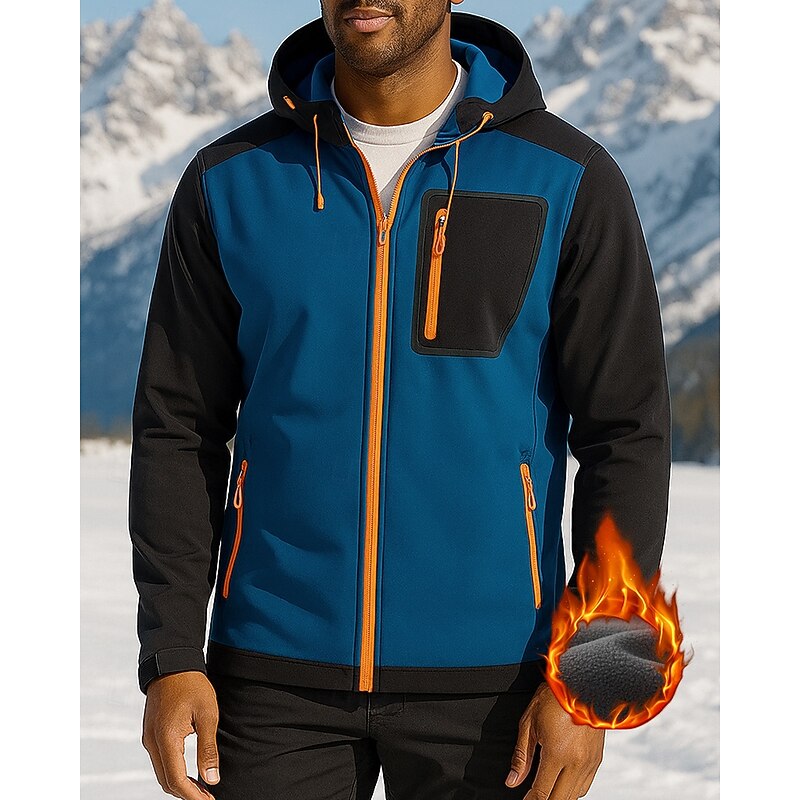 Men's Hiking Jacket Hiking Fleece Jacket Winter Outdoor Patchwork Thermal Warm Waterproof Windproof Fleece Jackets Hunting Climbing Camping / Hiking / Caving Black Red Navy Blue Royal Blue Grey