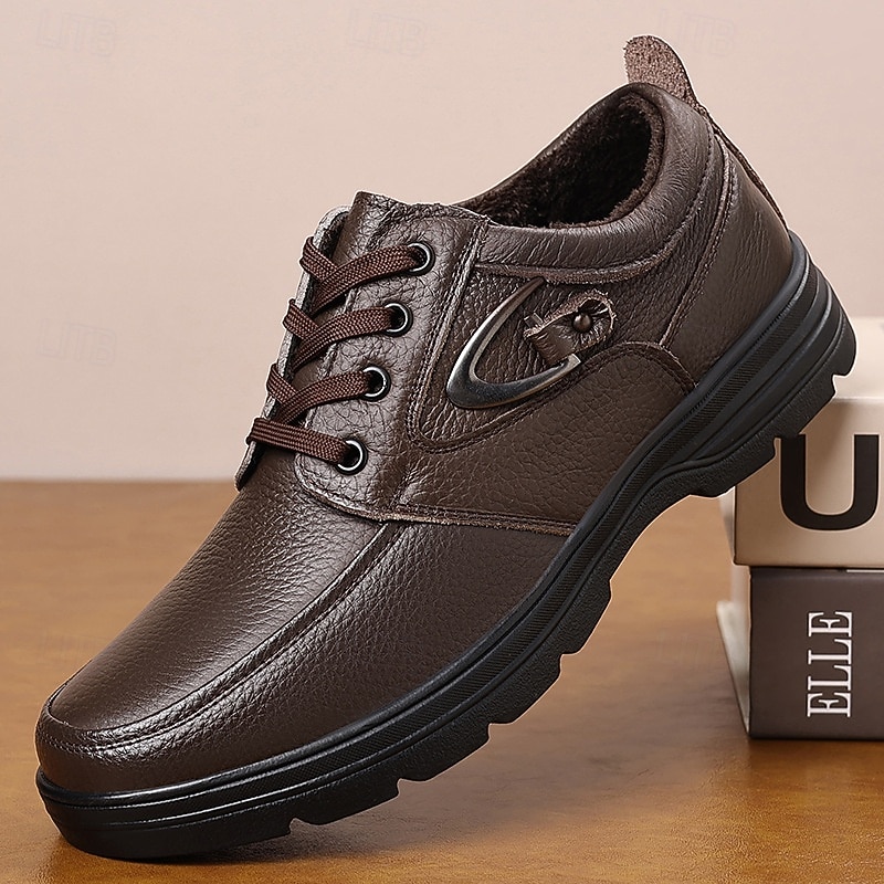 Men's Brown Lace-Up Casual Shoes with Textured Grip Sole, Outdoor Walking Sneakers for Comfort, Hiking and Daily Casual Outfits