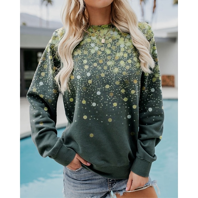 Women's Pullover Sweatshirt Graphic Striped Casual Long Sleeve Crew Neck Regular Tops Home Work Street Denim Blue Blue Green Khaki Army Green Spring Fall Winter2