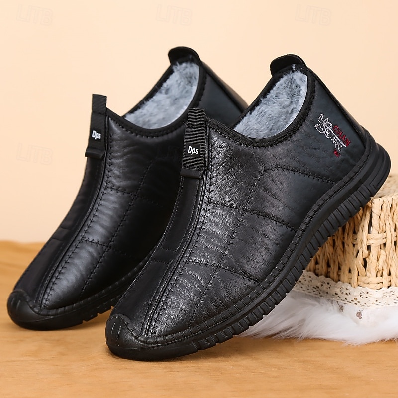 Men's Waterproof Slip-On Winter Shoes with Warm Fur Lining, Lightweight Casual Outdoor Anti-Slip Loafers for Cold Weather3