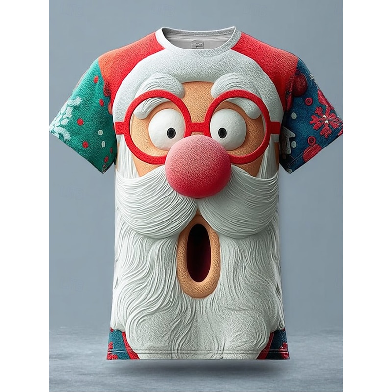 Christmas Women's T Shirt Graphic Santa Claus Vintage Stylish Classic Short Sleeve Crew Neck Round Neck Regular Tops Daily Print White Blue Green Fall Winter