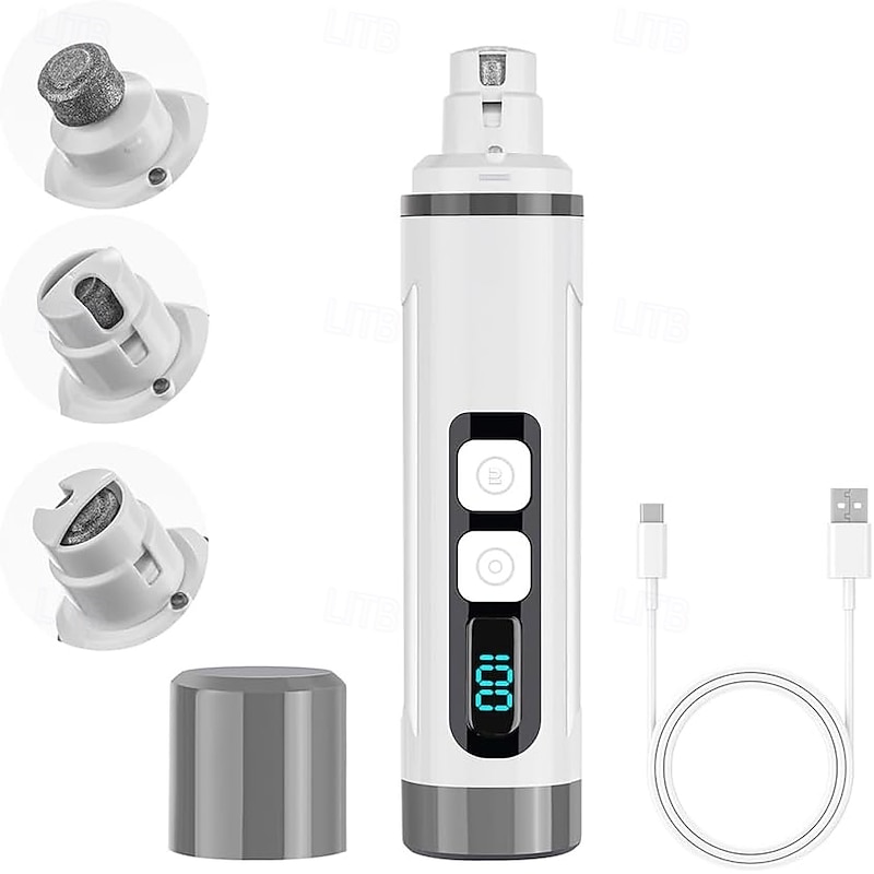 Dog Nail Grinder Quiet, Dog & Cat Nail Grinder with LED Light & Battery Display - Painless Nail Trimmer for Small to Large Pets, Thick Nails, and Sensitive Paws