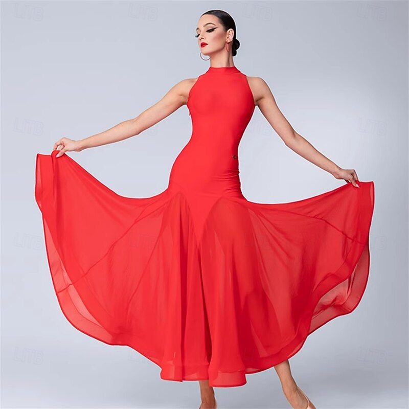 Women's Ballroom Waltz Modern Dance Dresses Performance Competition Dancewear2