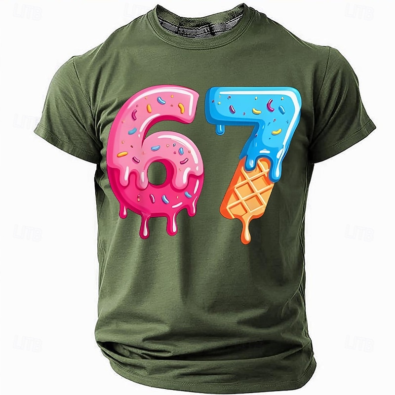 Men's Funny Slang 67 T Shirt Short Sleeve T shirt 3D Print Crew Neck Shirt Fashion Daily Street Daily Black Red Blue Summer Spring Clothing Apparel S M L XL XXL XXXL2