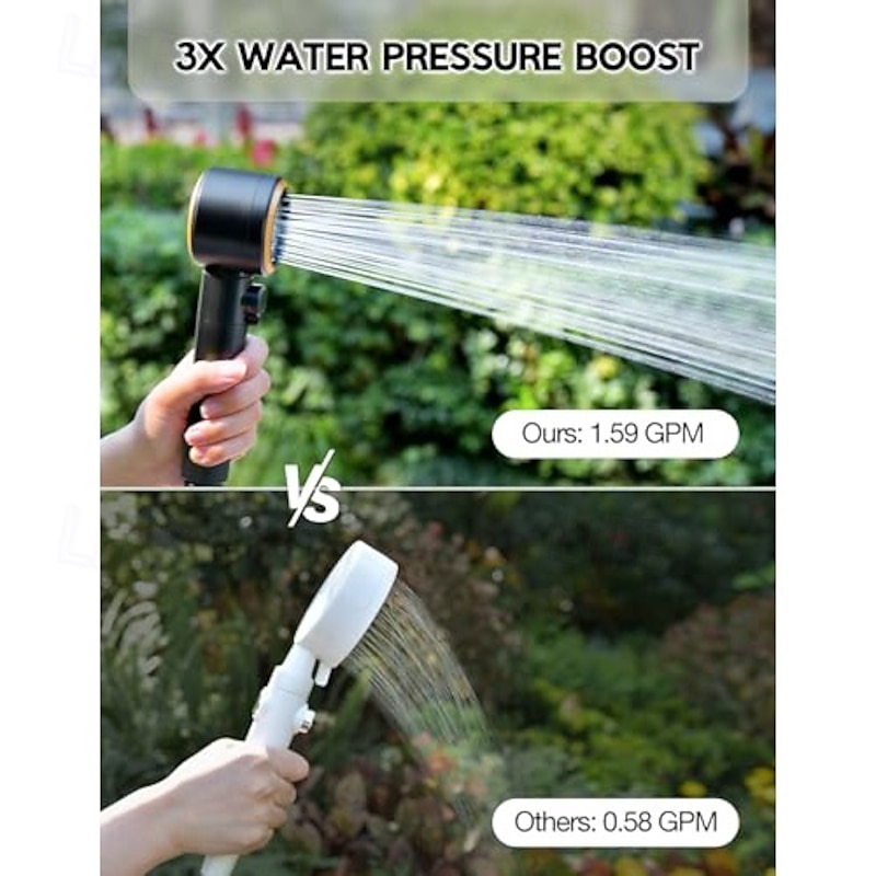 Portable Camping Shower, 8000mAh Rechargeable 5-Sided Intake Shower Pump, 5 Gallons Foldable Bucket, Outdoor Shower Head For Hiking Beach, Travel, Pet Bath, Car Washing, Surf & Boat Cleaning4