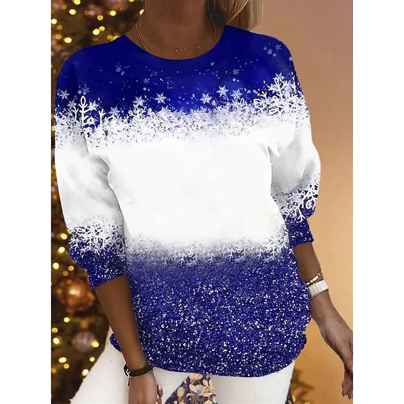 Women's Pullover Sweatshirt Hoodies Graphic Snowflake Fashion Casual Long Sleeve Crew Neck Regular Tops Street Dailywear Casual Print Red Blue Green Spring Fall Winter2
