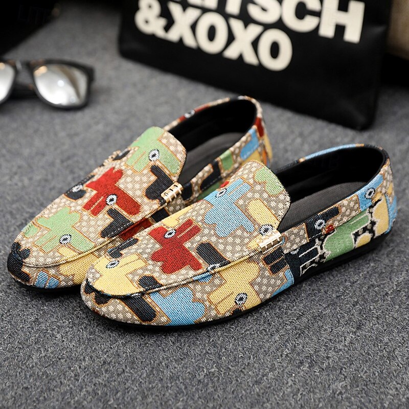 Men's Faux Leather Patchwork Loafers – Artistic Casual Slip-On Driving Shoes for Stylish Outings and Daily Wear4