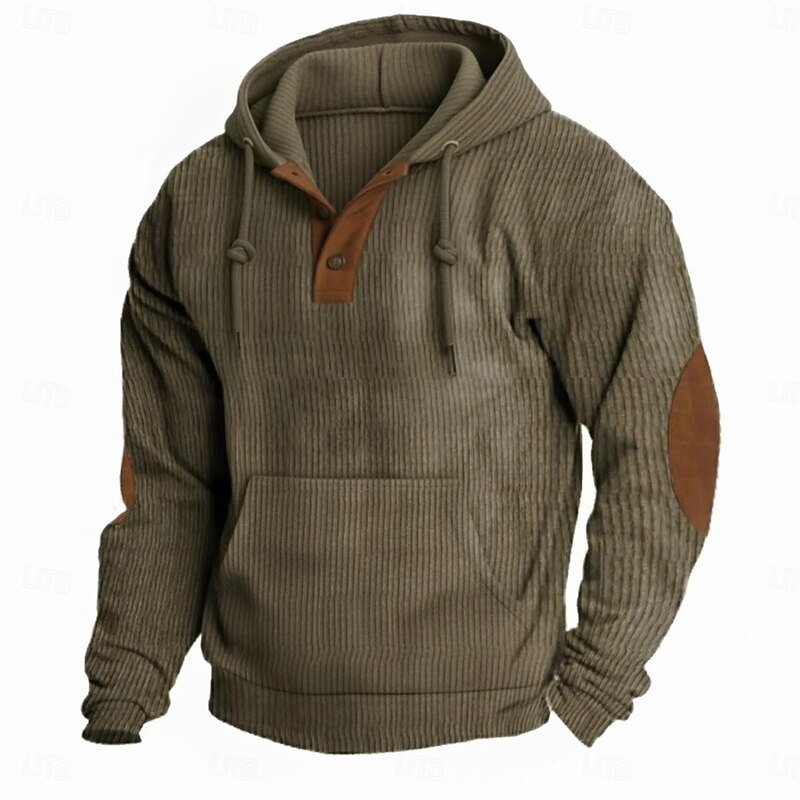 Men's Hoodie Corduroy Pullover Hoodie Sweatshirt Quarter Zip Hoodie Tactical Hoodie Navy Blue Blue Green Gray Hooded Plain Pocket Sports & Outdoor Daily Streetwear Basic Casual Workout Fall Clothing3