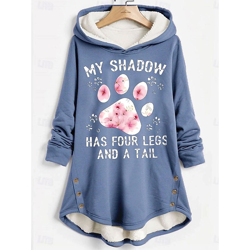 Women's Pullover Hoodie Sweatshirt Graphic Cat Letter Casual Comfrt Long Sleeve Hooded Long Tops Street Dailywear Casual Print Pink Blue Gray Fall Winter3