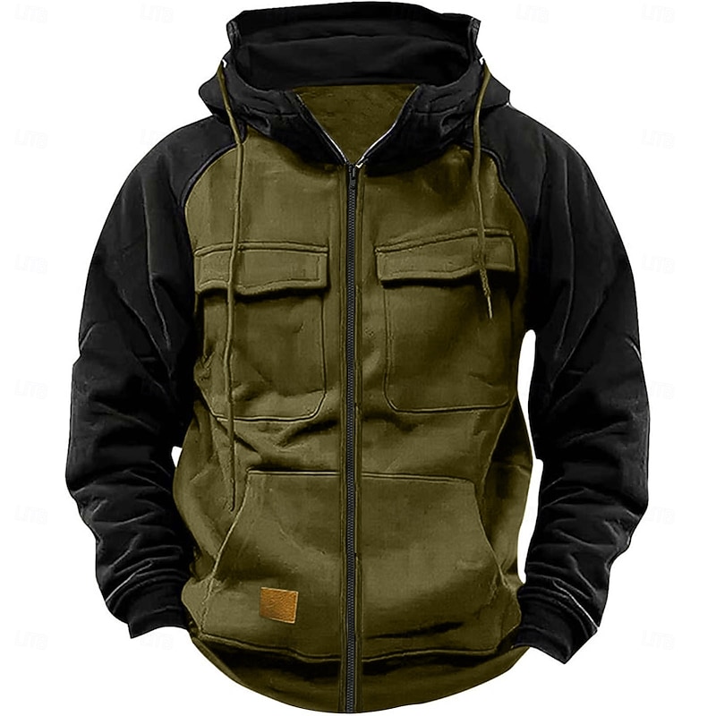 Men's Hoodie Full Zip Hoodie Tactical Hoodie Wine Red Black Pink Army Green Blue Hooded Plain Tactical Sports & Outdoor Daily Streetwear Cool Casual Winter Spring &  Fall Clothing Apparel Hoodies