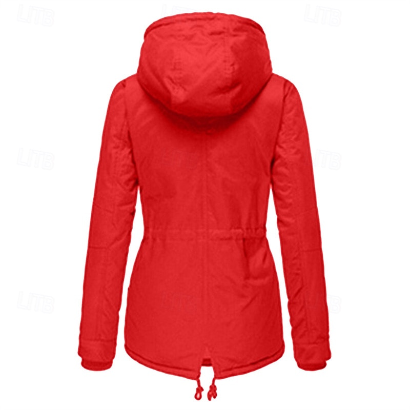 Women's Winter Coat Casual Jacket Comfortable Breathable Zipper Pocket Casual Plain Vacation Street Casual Daily Wear Zipper Short Regular Hooded Regular Fit Long Sleeve Outerwear Black Pink Wine4