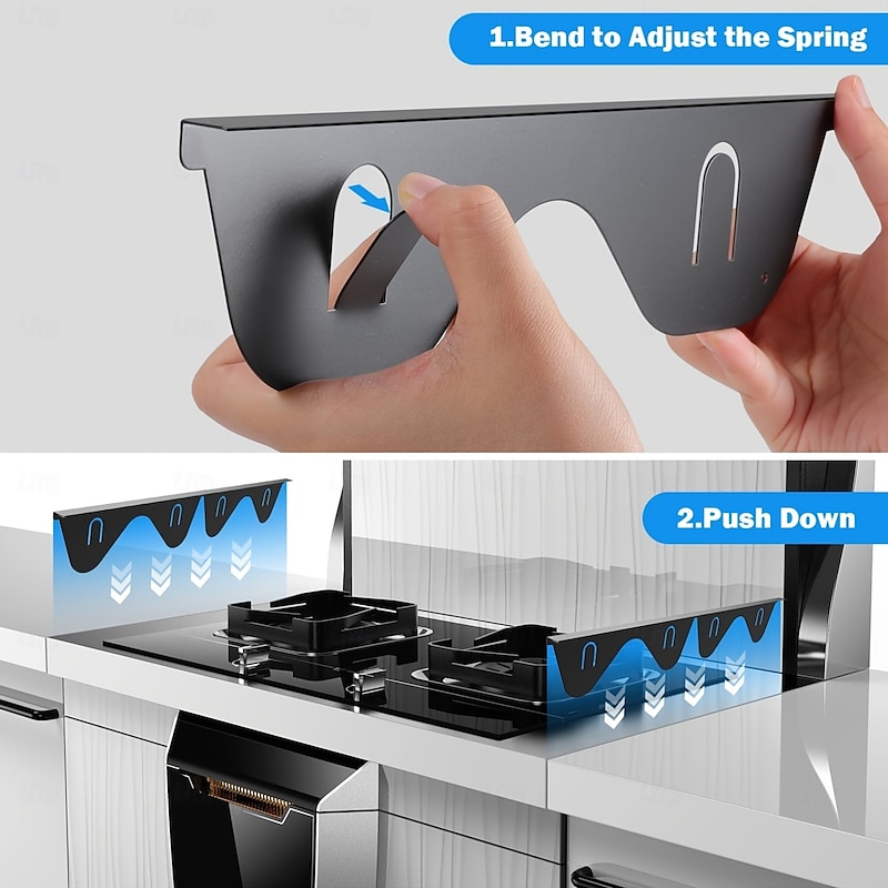 2 Pack Retractable Stainless Steel Stove Gap Covers Kitchen Counter Gap Filler, Anti-Spill, Dustproof, Oil-Proof, Adjustable Stove Gap Sealer Strips3
