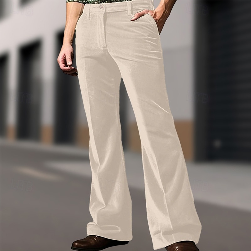 Men's Trousers Dress Pants Bell Bottom Flared Pants Velvet Pants Pocket Plain Comfort Breathable Full Length Outdoor Daily Going out Fashion Classic Style Royal Blue Green Micro-elastic2