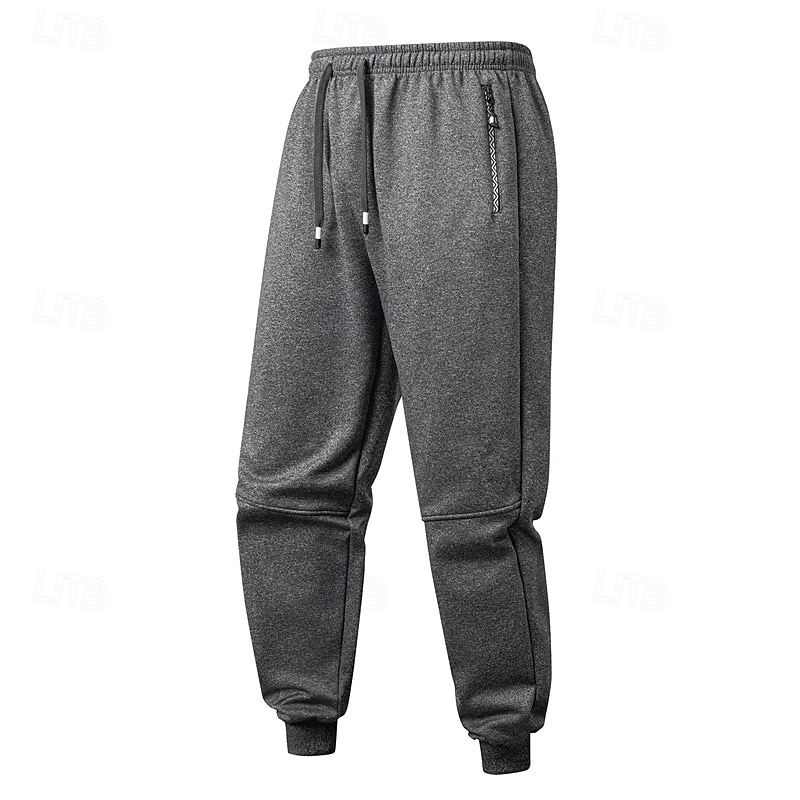 Men's Sweatpants Fleece Pants Joggers Trousers Drawstring Pocket Elastic Waist Plain Comfort Warm Sports Outdoor Daily Fashion Casual Black Light Grey Micro-elastic