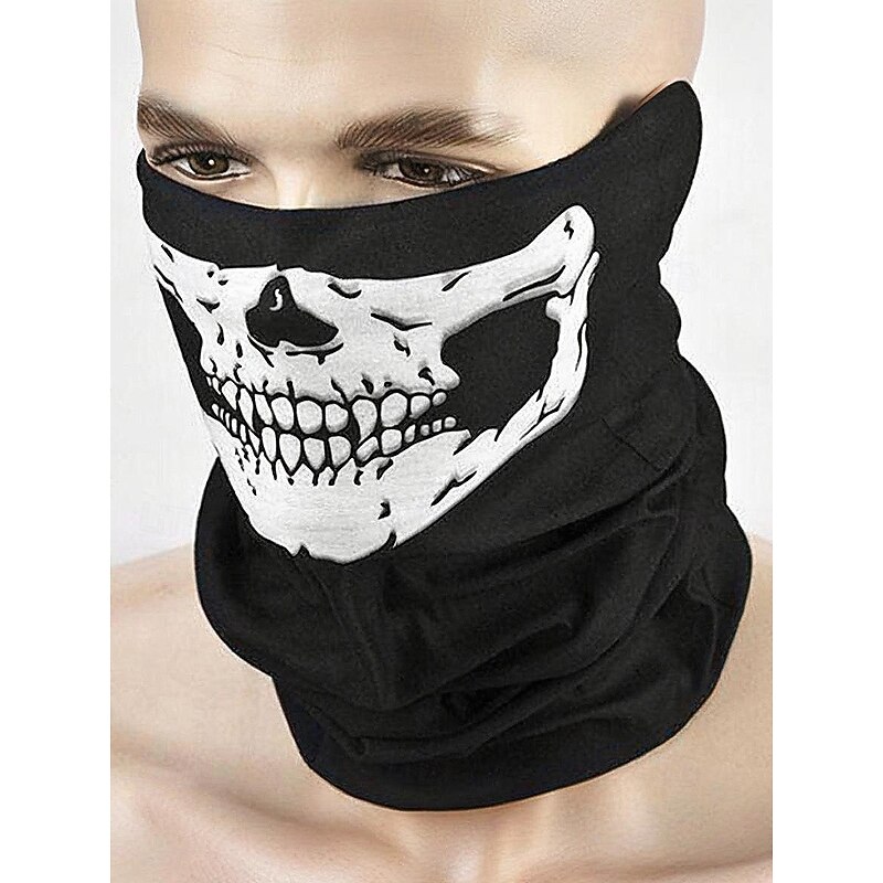 Men's Halloween Skull Face Mask Neck Gaiter – Multi-Color Breathable Bandana with Multiple Wearing Styles for Costume Party, Cosplay and Outdoor Sports3