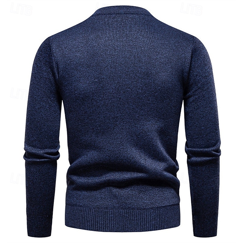 Men's Pullover Sweater Jumper Knit Sweater Ribbed Knit Regular Tops Knitted Plain Crew Neck Fashion Basic Vacation Daily Wear Clothing Apparel Winter Wine Black S M L3