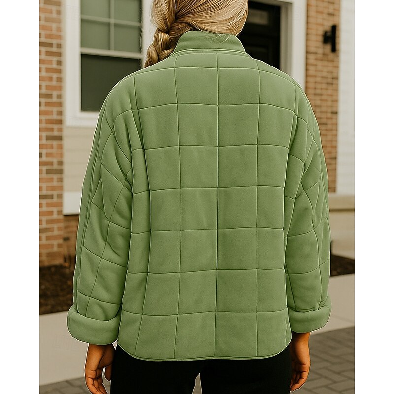 Women's Winter Crop Coat Fleece Jacket Zip Up Jacket Thick with Pockets Long Sleeve Top Athleisure Solid Colored Windproof Warm Hiking Travel Vacation Sportswear Activewear Black White Pink2