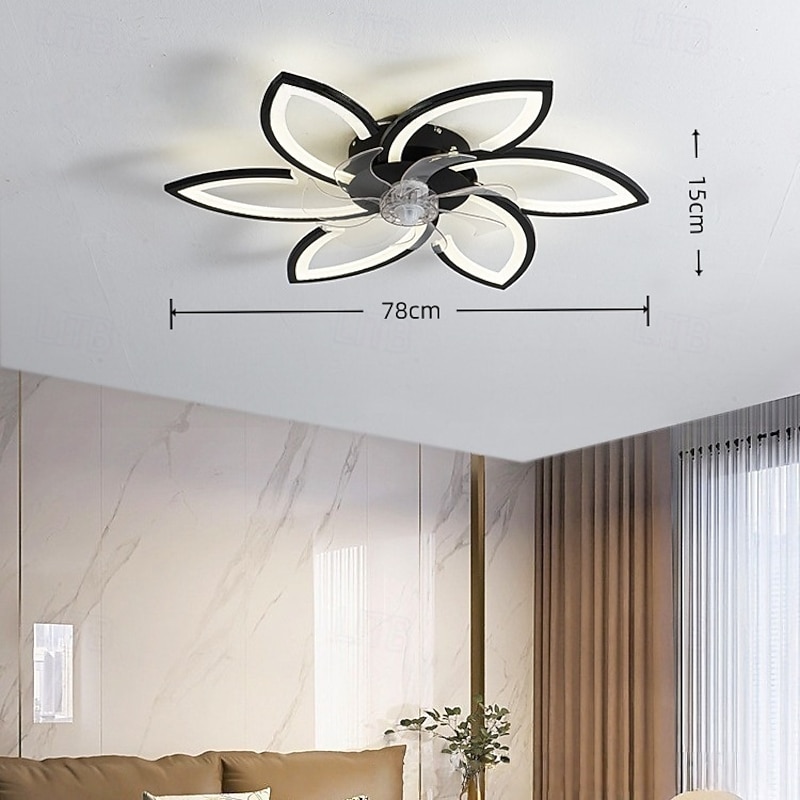 Ceiling Fan with Lights Remote Control,  Black Modern Flower Ceiling Fan with Lights, Low Profile Flush Mount Ceiling Fan for Kitchen Bedroom Living Room3