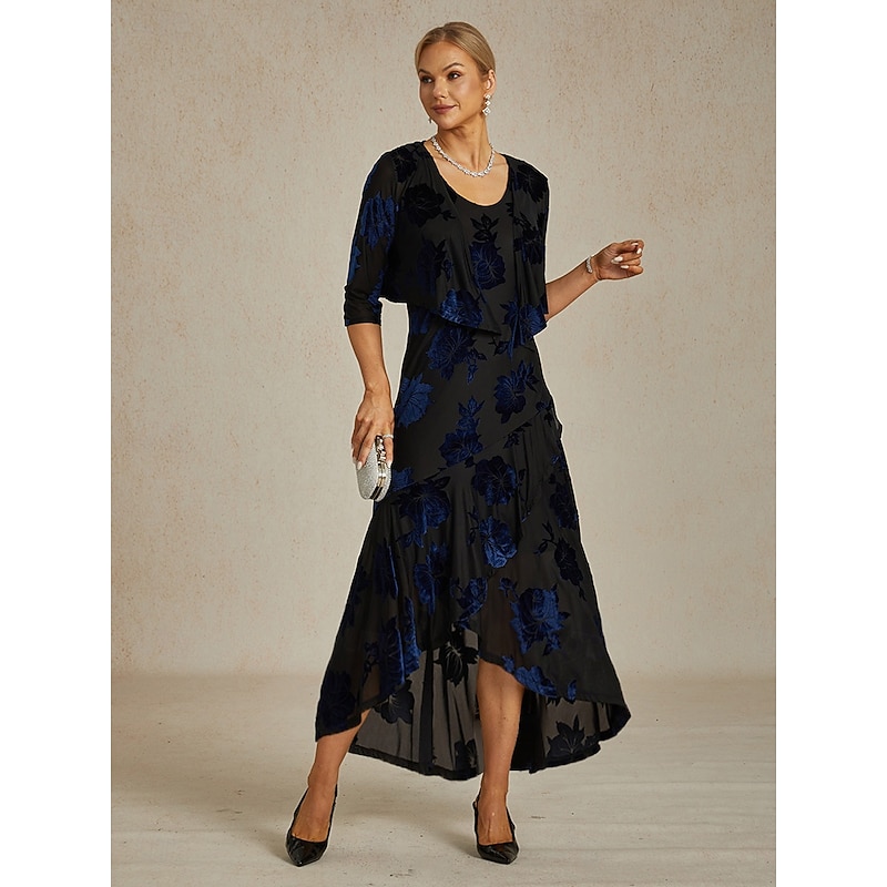 Women's Shrugs Floral Elegant Vintage 3/4 Length Sleeve V Neck Wedding Guest Party Evening Wear Evening Party Brown Fall Winter3