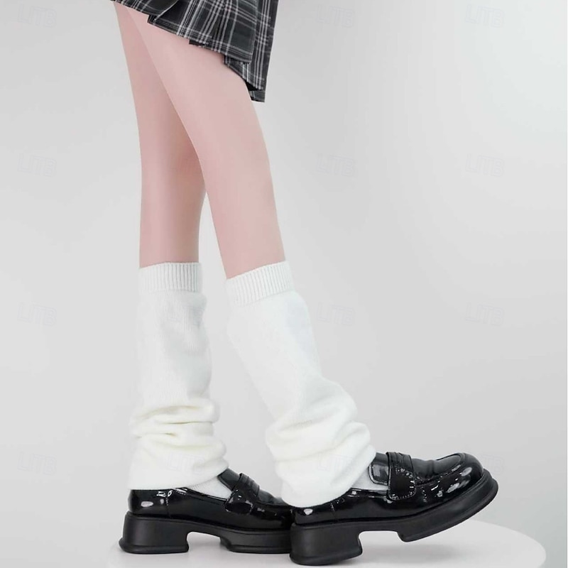 Women Slouch Knit Socks, Fall and Winter Warm Solid Color Leg Warmers, JK Schoolgirl Style Calf Socks, Knee High Sock Covers3